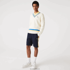 Lacoste pantaloni scurți din fleece periat color-block 0H6PD41516 bărbați bleumarin galben 144