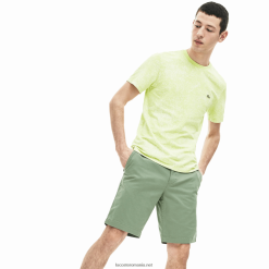 Lacoste pantaloni scurți din gabardină stretch slim fit 0H6PD4553 bărbați verde s86