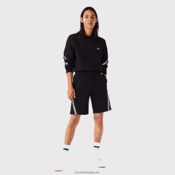 Lacoste pantaloni scurți din lână periat benzi imprimate 0H6PD41497 bărbați negru 031
