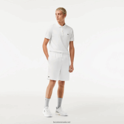 Lacoste pantaloni scurți din țesătură diamant solid pentru tenis sport 0H6PD41442 bărbați alb 001