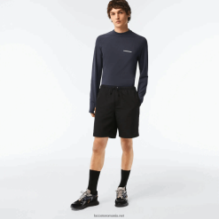 Lacoste pantaloni scurți din țesătură diamant solid pentru tenis sport 0H6PD41443 bărbați negru 031