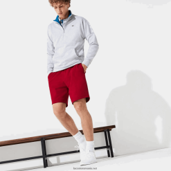 Lacoste pantaloni scurți sport tenis fleece 0H6PD41604 bărbați bordeaux 476