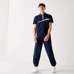 Lacoste pantaloni sport tenis din tafta cu țesătură diamant 0H6PD41115 bărbați bleumarin 166