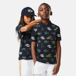 Lacoste polo cu imprimeu crocodil cu efect comic 0H6PD42955 copii bleumarin 166