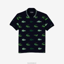Lacoste polo de golf cu imprimeu crocodil 0H6PD4203 bărbați bleumarin alb verde xif