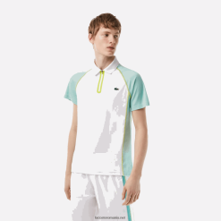 Lacoste Polo de tenis din poliester reciclat cu tehnologie ultra-dry 0H6PD4137 bărbați alb verde deschis galben awc