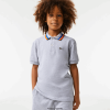 Lacoste polo din bumbac cu guler tricolor petit pique 0H6PD42953 băieți gri alb chine w9d