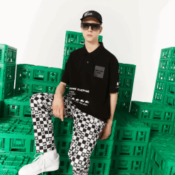 Lacoste polo din bumbac organic live x minecraft 0H6PD4938 bărbați negru 031
