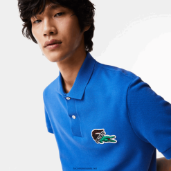 Lacoste polo din bumbac organic piqué 0H6PD4574 bărbați albastru k1q
