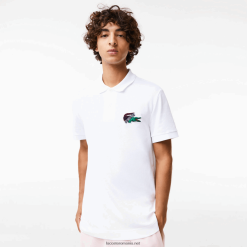 Lacoste polo din bumbac organic piqué 0H6PD4575 bărbați alb 001