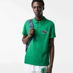 Lacoste polo din bumbac organic piqué 0H6PD4846 bărbați verde ldm
