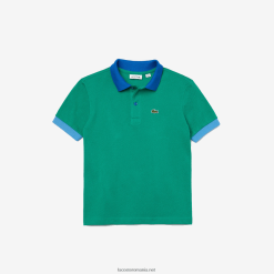Lacoste polo din bumbac piqué cu guler contrast 0H6PD42958 băieți verde albastru x28