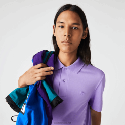 Lacoste polo din bumbac piqué respirabil cu mișcare activă 0H6PD4602 bărbați Gfu violet