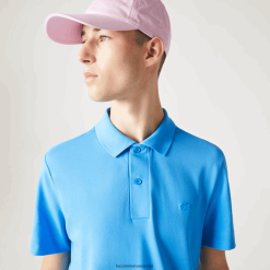 Lacoste polo din bumbac piqué respirabil cu mișcare activă 0H6PD4898 bărbați albastru 4x