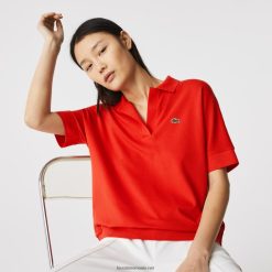 Lacoste polo loose fit pique fluid 0H6PD42464 femei roșu f8m