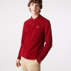 Lacoste polo original l.12.12 cu mânecă lungă 0H6PD4799 bărbați bordeaux 476