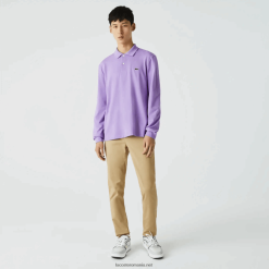 Lacoste polo original l.12.12 cu mânecă lungă 0H6PD4945 bărbați Gfu violet