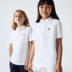 Lacoste polo tip petit pique cu potrivire regulată 0H6PD43000 copii alb 001