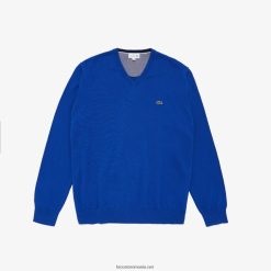 Lacoste pulover din bumbac cu decolteu în V 0H6PD41636 bărbați albastru q3f