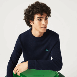 Lacoste Pulover din jerseu de lână cu imprimare cu pete, cu potrivire obișnuită 0H6PD41507 bărbați bleumarin 7cg