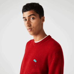 Lacoste Pulover din jerseu de lână cu imprimare cu pete, cu potrivire obișnuită 0H6PD41509 bărbați roșu 7cq