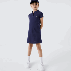 Lacoste rochie polo din bumbac 0H6PD43083 fetelor bleumarin 166