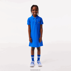 Lacoste rochie polo din bumbac 0H6PD43084 fetelor albastru kxb