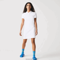 Lacoste rochie polo din bumbac elastic piqué 0H6PD42369 femei alb 001