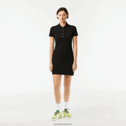 Lacoste rochie polo din bumbac elastic piqué 0H6PD42370 femei negru 031