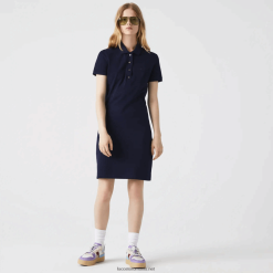 Lacoste rochie polo din bumbac elastic piqué 0H6PD42371 femei bleumarin 166