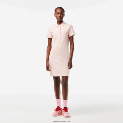 Lacoste rochie polo din bumbac elastic piqué 0H6PD42476 femei roz deschis ady