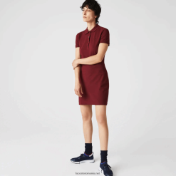 Lacoste rochie polo din bumbac elastic piqué 0H6PD42513 femei bordeaux z7f