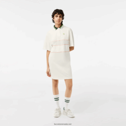 Lacoste rochie polo din bumbac organic confectionat frantuzesc 0H6PD42376 femei alb 70v