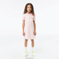 Lacoste rochie polo din bumbac organic cu imprimeu cu carouri 0H6PD43093 fetelor roz alb nw5