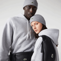 Lacoste Rucsac cu fermoar din pânză acoperită cu lcst 0H6PD42065 bărbați negru 000