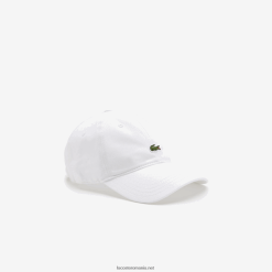 Lacoste șapcă din twill din bumbac organic 0H6PD42150 bărbați alb 001