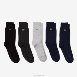 Lacoste șosete din bumbac organic croite, pachet de cinci 0H6PD4531 bărbați bleumarin chine gri negru c0u