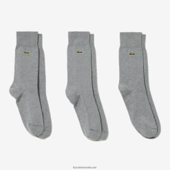 Lacoste șosete din bumbac piqué cu tăietură înaltă, pachet de 3 0H6PD41663 bărbați gri chine yrd