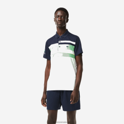 Lacoste sport miami open edition polo cu dungi 0H6PD4238 bărbați albastru verde alb t3i