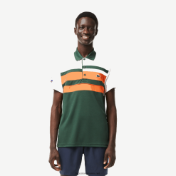 Lacoste sport miami open edition polo cu dungi 0H6PD4239 bărbați alb portocaliu verde t0i