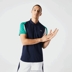 Lacoste sport polo de tenis piqué rezistent la alergare, cu potrivire regulată 0H6PD4557 bărbați bleumarin verde alb yj2