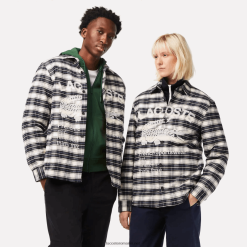 Lacoste supracămașă cu imprimeu în carouri cu marcă 0H6PD41393 bărbați alb negru albastru z23