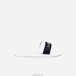 Lacoste tobogane croco sintetice si textile 0H6PD42710 femei alb și bleumarin 042