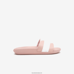 Lacoste tobogane croco sintetice si textile 0H6PD42711 femei roz deschis și alb 208