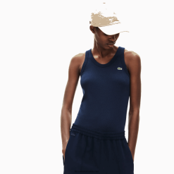 Lacoste top cu decolteu fără mâneci 0H6PD42588 femei bleumarin 166