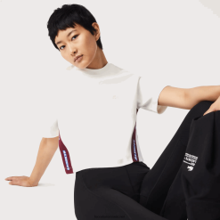 Lacoste tricou cu benzi imprimate loose fit 0H6PD42547 femei alb 70v