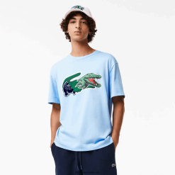 Lacoste tricou cu crocodil supradimensionat cu potrivire relaxată 0H6PD4609 bărbați hbp albastru
