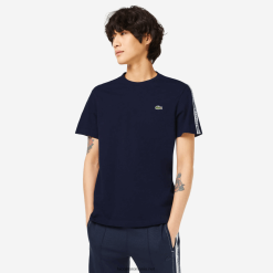 Lacoste tricou cu dungi cu logo cu ajustare regulată 0H6PD447 bărbați bleumarin 166