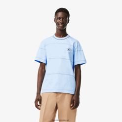 Lacoste tricou cu dungi din jerseu din bumbac organic 0H6PD4183 bărbați hbp albastru
