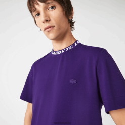 Lacoste tricou cu guler de marca cu ajustare normală 0H6PD4210 bărbați pfn violet